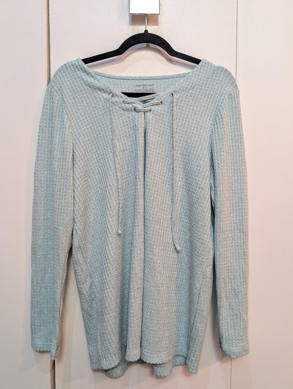 Lane Bryant Waffle Knit Thermal Sweatshirt With Drawstrings